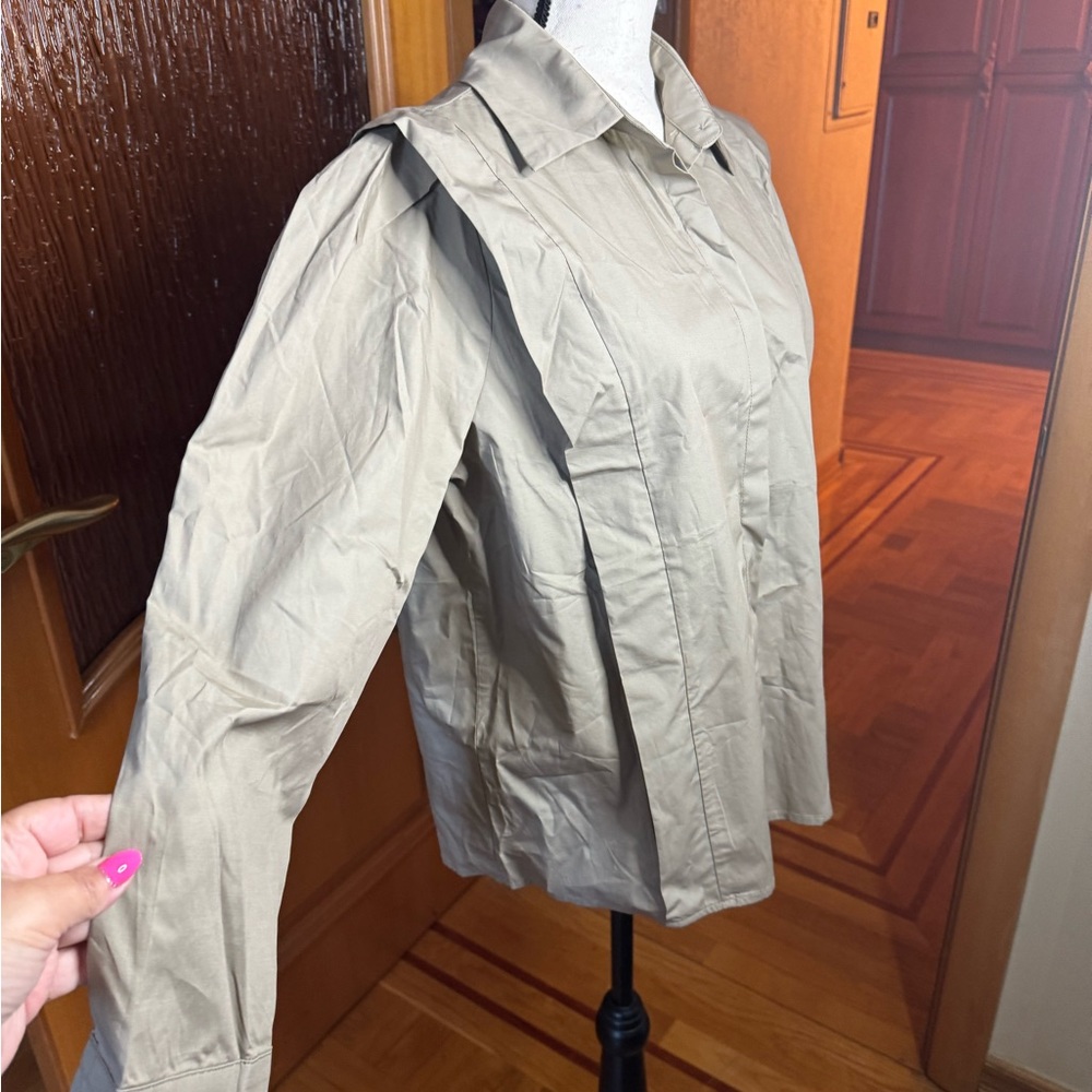 Zara women’s Colton military color button down shirt Sz XL NWT